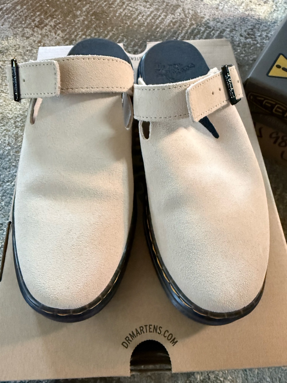 Dr. Martens women’s Cream Suede Slip-On Clogs